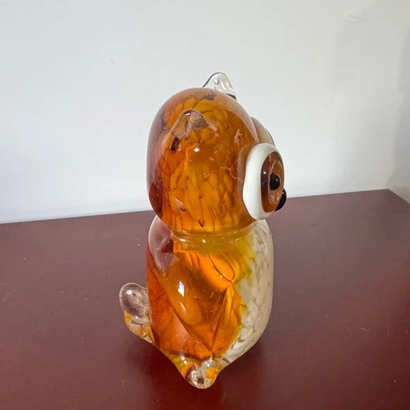 He’s Art Glass Handcrafted Glass Owl Figurine - Orange and White - Picture 2 of 7